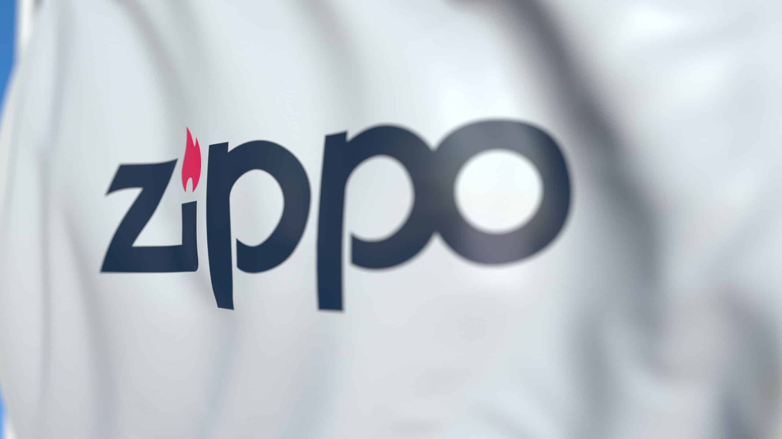 Waving flag with Zippo logo,