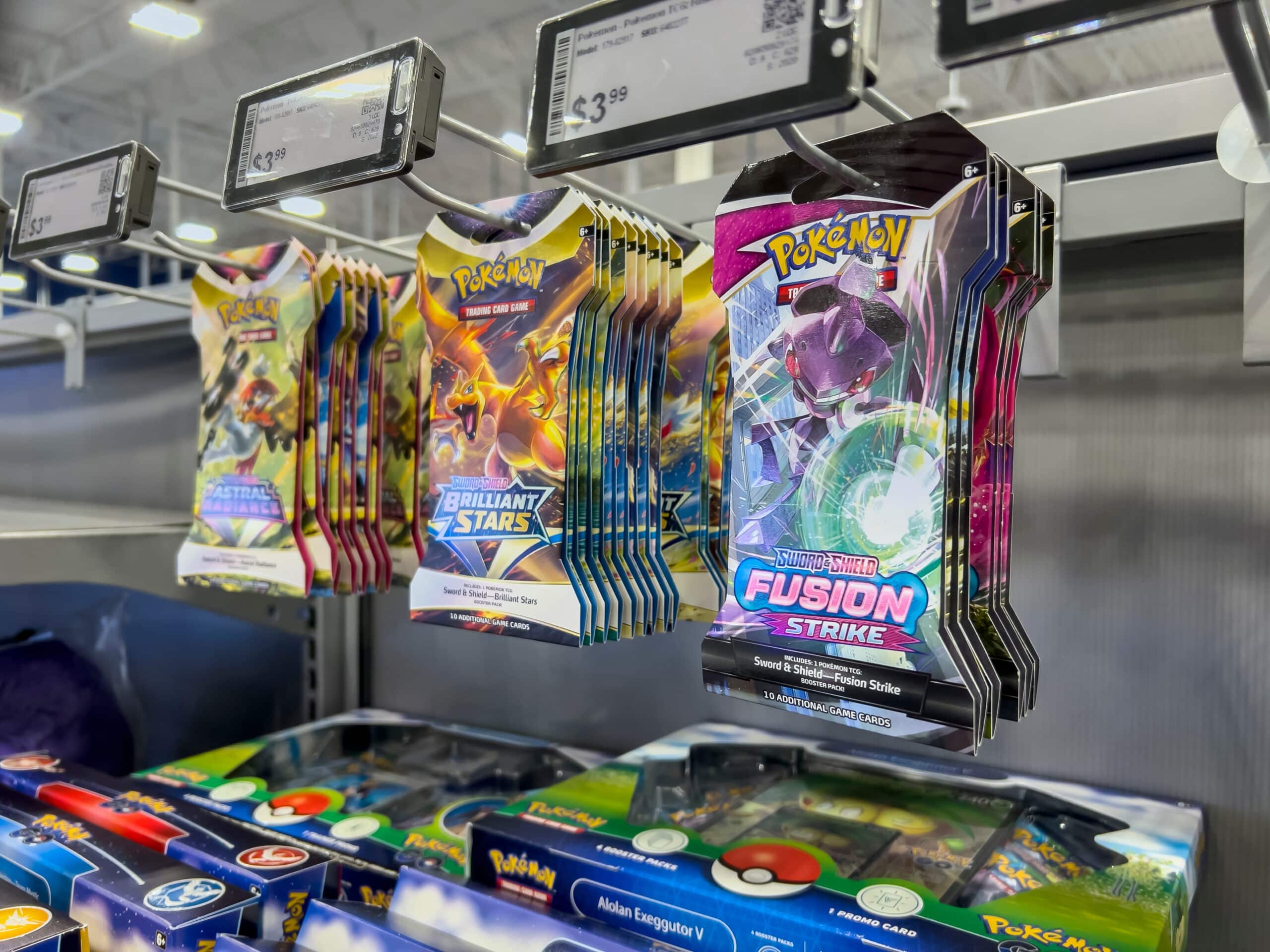 Pokémon cards in a Best Buy store, 2022