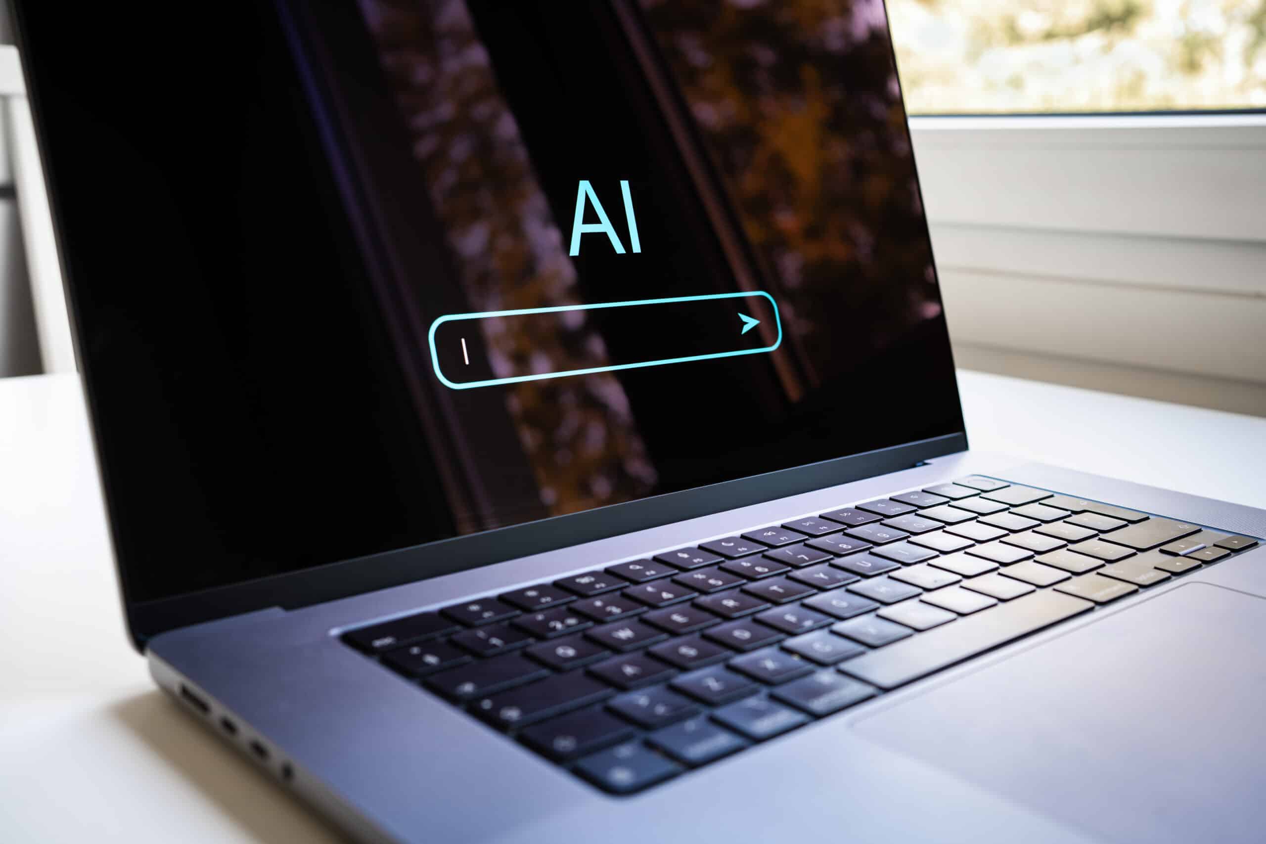 AI generate with prompt in laptop computer.